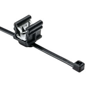 HellermanTyton 2-Piece Cable Tie with Edge Clip, 5.8" L, EC20, 3 - 6mm Panel, 30lb, Polyamide, Black, 500/pkg