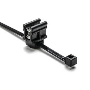 HellermanTyton 2-Piece Cable Tie with Edge Clip, 6.0" L, EC10, 1 - 3 mm Panel, 30lb, Polyamide, Black, 500/bg