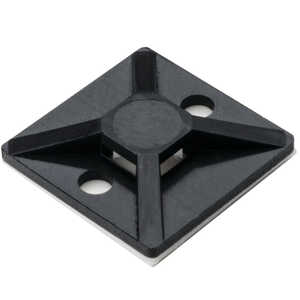 HellermannTyton Acrylic Adhesive Cable Tie Mount, 0.75 x 0.75", Polyamide, Black, 500/pkg
