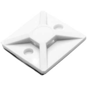 HellermannTyton Acrylic Adhesive Cable Tie Mount, 0.75 x 0.75", Polyamide, White, 100/pkg