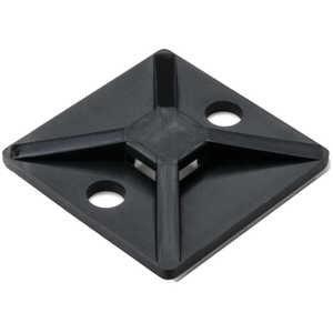 HellermannTyton Acrylic Adhesive Cable Tie Mount, 1.12 x 1.12", Polyamide, Black, 500/pkg