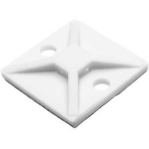 HellermannTyton Acrylic Adhesive Cable Tie Mount, 1.12 x 1.12", Polyamide, White, 100/pkg