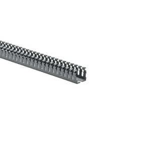 HellermannTyton High-Density Slotted Wall Wiring Duct, 1 x 1", 6 ft Sticks, Non-Adhesive, PVC, Gray, 120ft/ctn