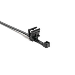 HellermanTyton 2-Piece Cable Tie with EC10 Edge Clip, 8.0" L, 0.04 - 0.12" Panel Thickness , 50 lbs, Polyamide, Black, 500/bg