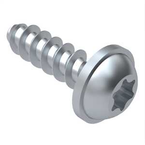 M1.4 X 6mm Long, Round Washer Head PT® Screw, Torx, Steel, Zinc Clear Trivalent