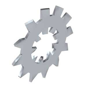 #10 Internal/External Tooth Lock Washer, .203" ID, .593" OD, .028" - .034" Thickness, Steel, Zinc Clear